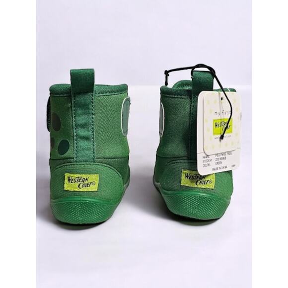 Western Chief  Infant Fleece Frog Boots 2/3 (6-12 mo) Green Frog NWT - Picture 5 of 10